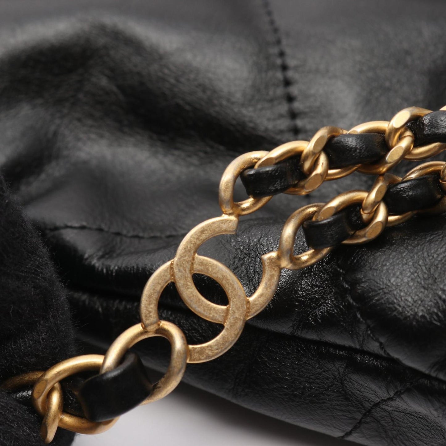 CHANEL 22 Large Backpack, Leather, Women's, Black, AS3313