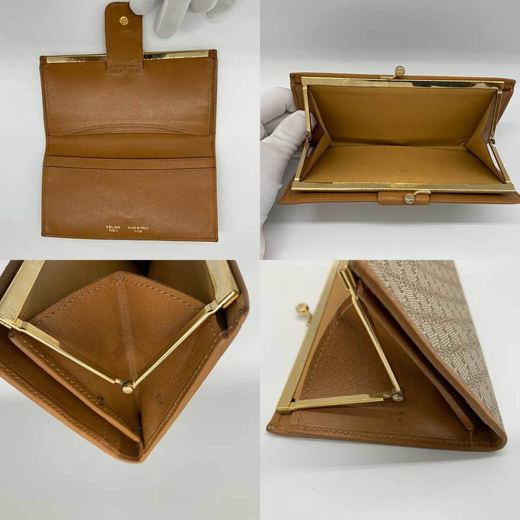 Celine Triomphe Pattern Long Wallet Beige x Brown CELINE Ladies
