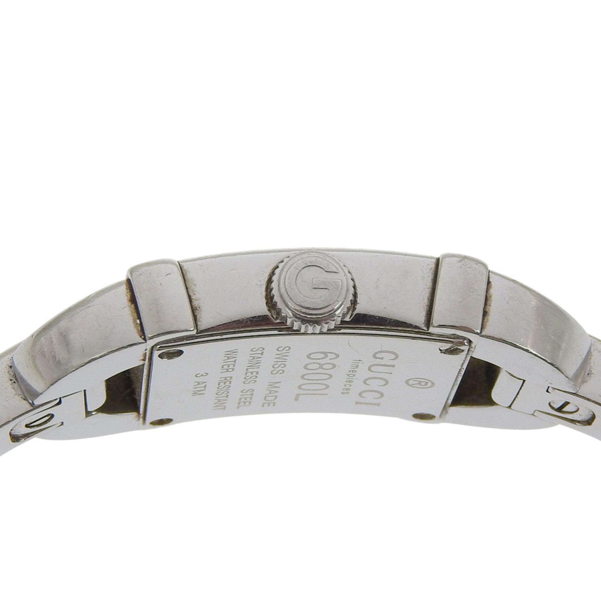 Gucci 6800L Stainless Steel Quartz Analog Watch, Black Dial, Women's — Good