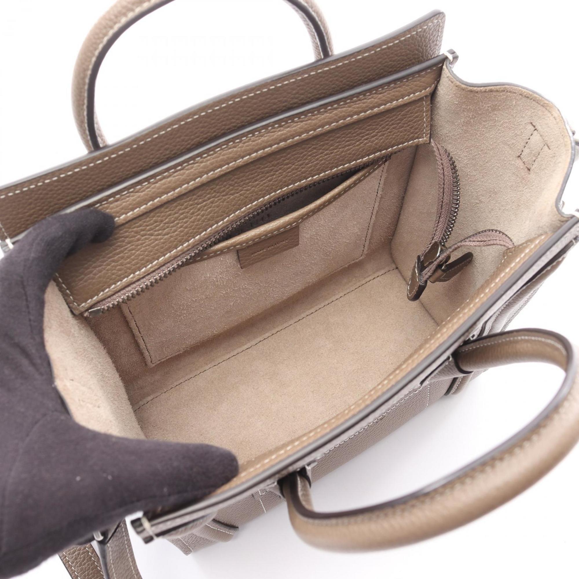 Celine Luggage Nano Shopper Handbag, Leather, Women's, Gray