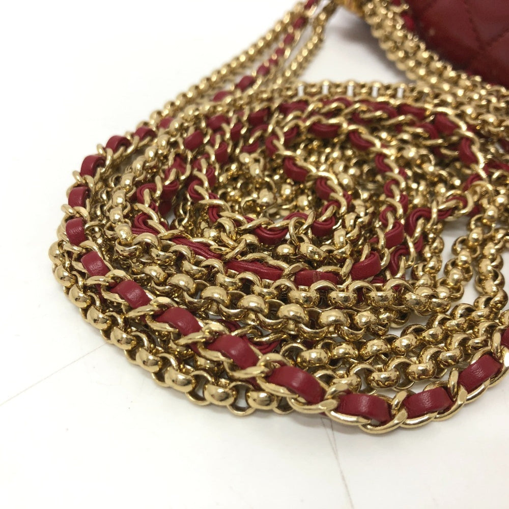 CHANEL Coco Mark Matelasse 3 Chain Shoulder Bag Lambskin Women's Red — New - Store Return