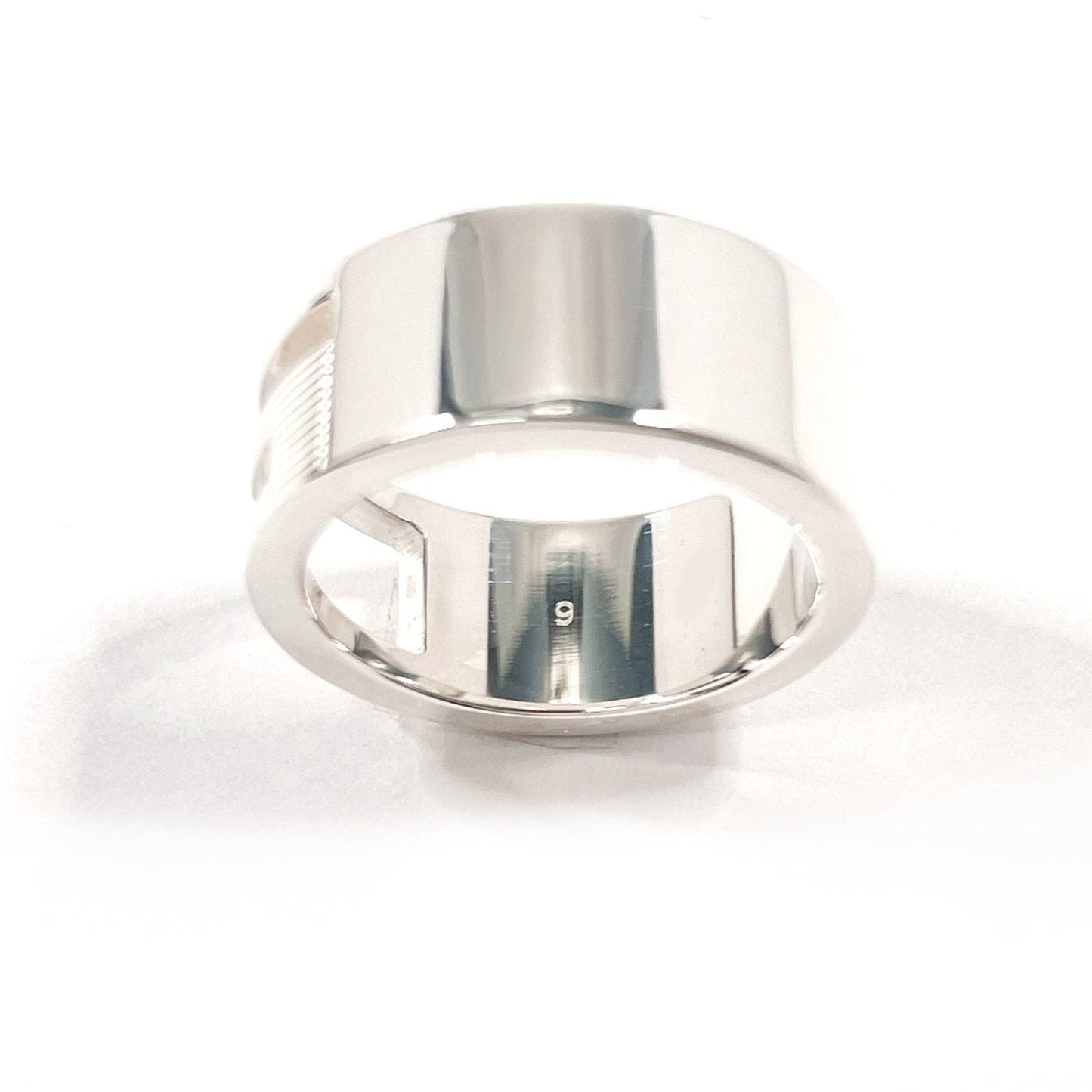 GUCCI Branded Cutout G Ring, 925 Sterling Silver, Size 8.5, Women's