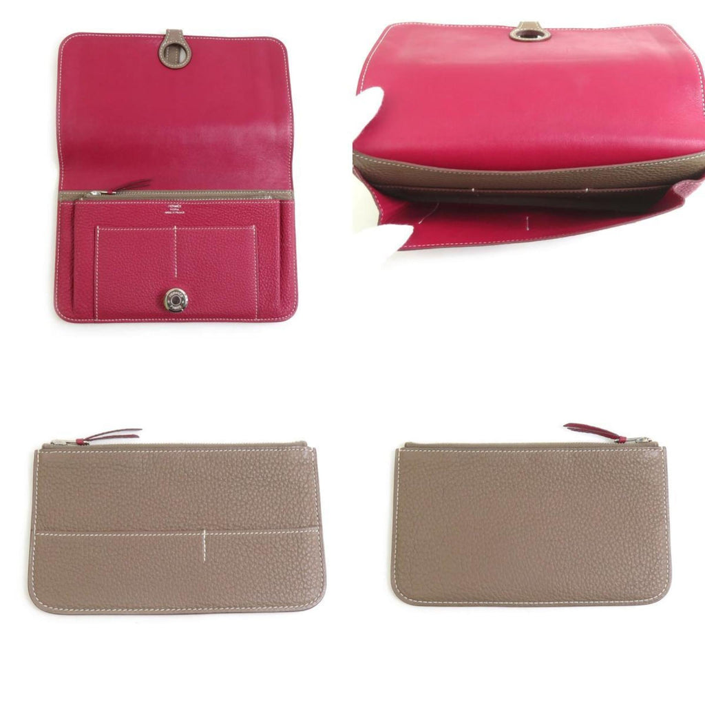 Hermes Hermès Dogon GM Togo Tosca x Etoupe Long Wallet, Unisex, h31758a