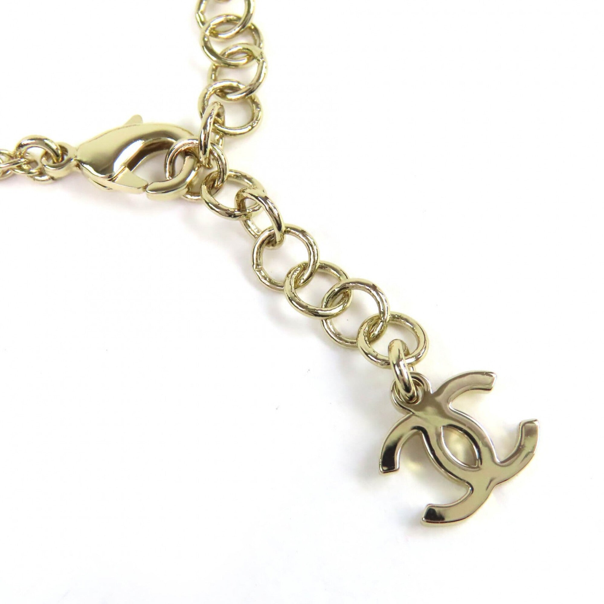 CHANEL (2025 model) B25S Coco Mark Rhinestone Chain Necklace, Gold, with Box, Women's — Like New