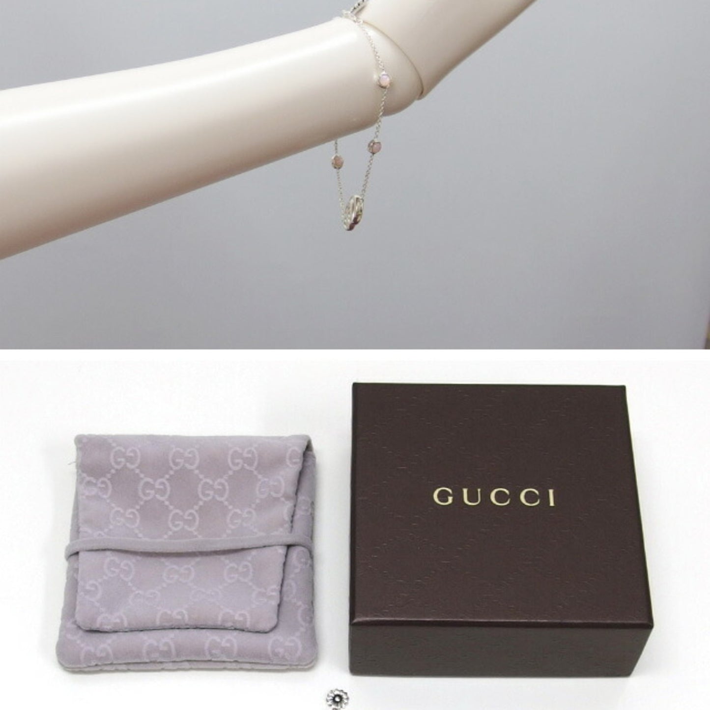 Gucci Double G Mother of Pearl Small Chain Silver Bracelet