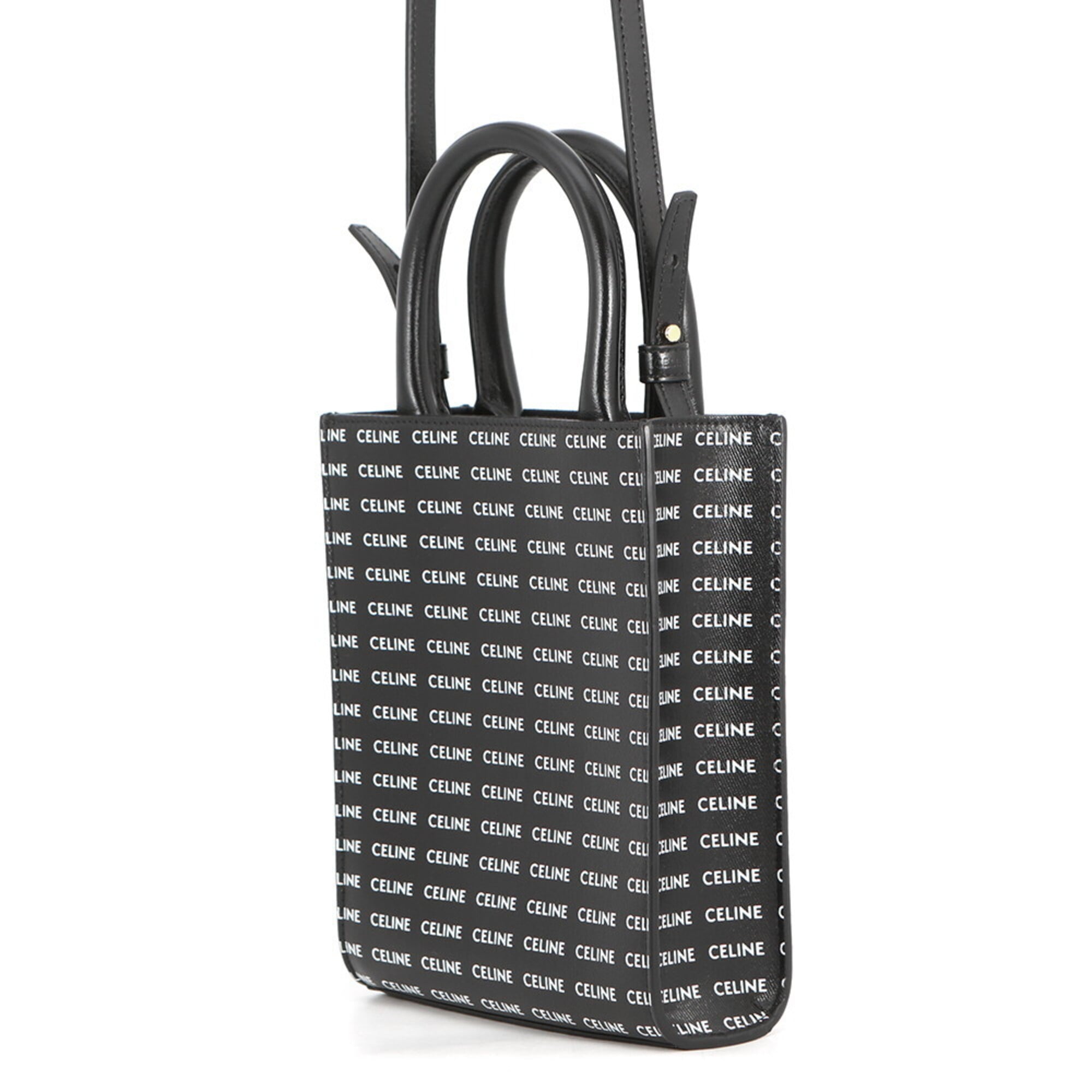 Celine Mini Vertical Cabas Leather Handbag 194372DT2 CELINE 2-way Shoulder Bag Black White — Like New