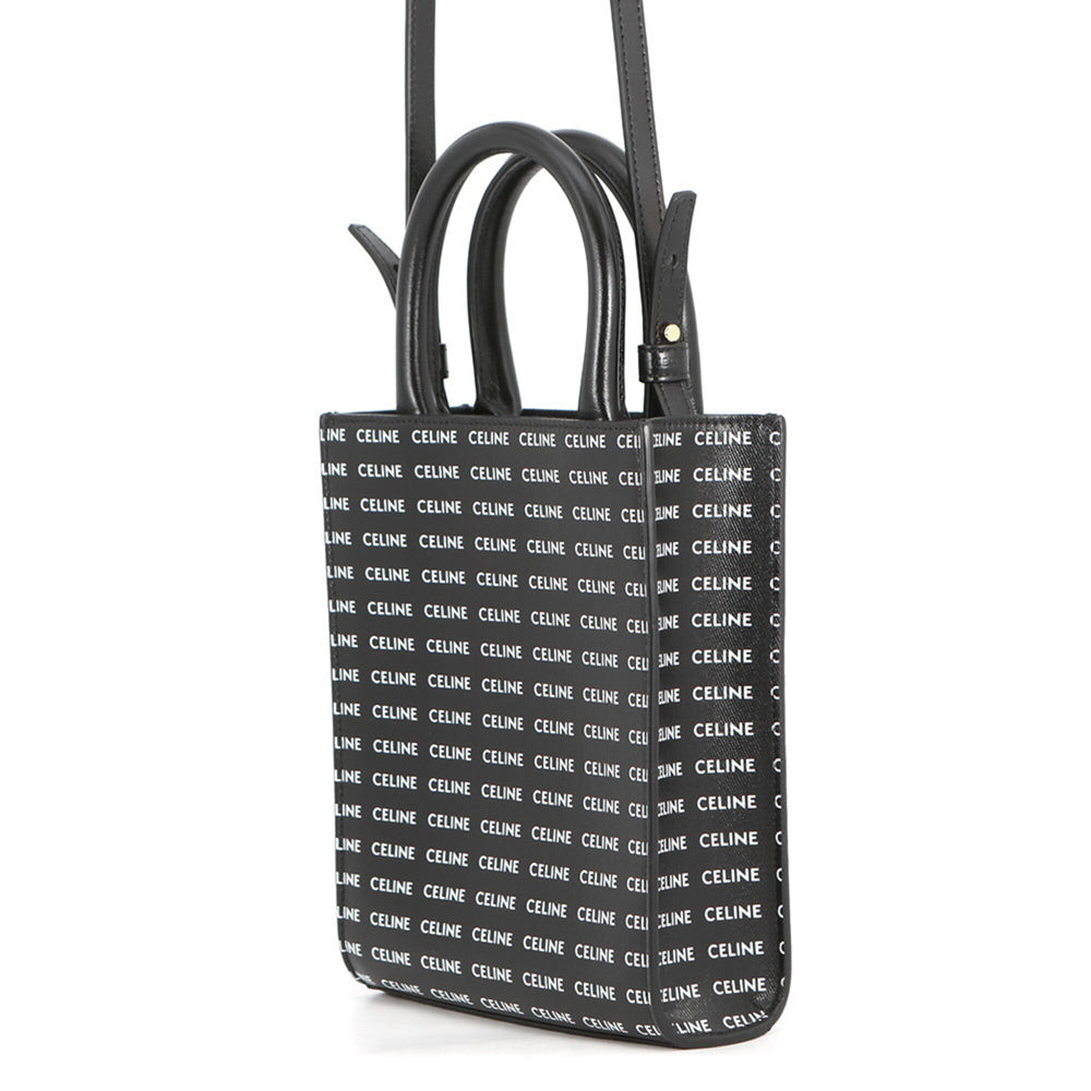 Celine Mini Vertical Cabas Leather Handbag 194372DT2 CELINE 2-way Shoulder Bag Black White — Like New