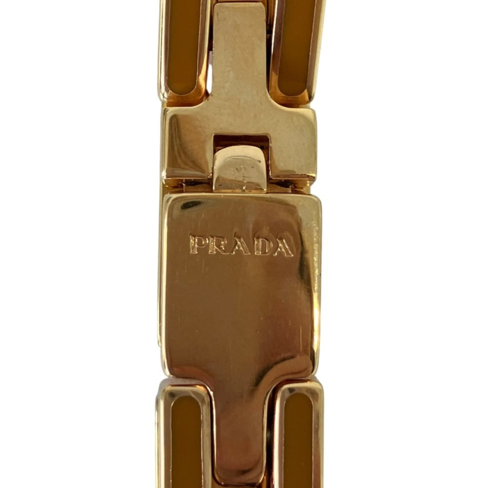 PRADA Metal x Enamel Chain Bracelet, Gold Color, Orange, Men's & Women's — Like New