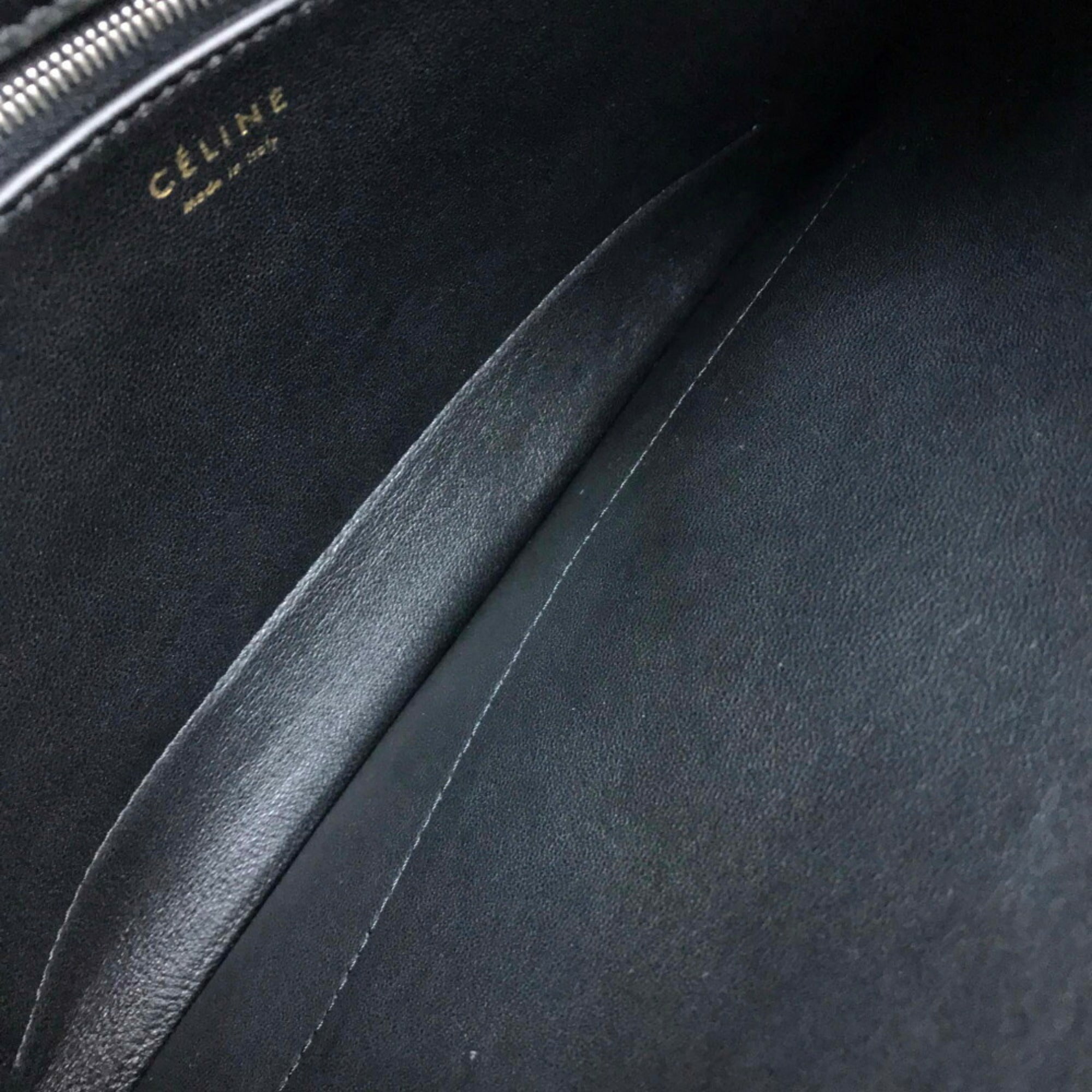CELINE Celine Bag Metal fittings Diamond clutch Shoulder bag Clutch Suede Leather Pony Women's Gray x Black — Like New