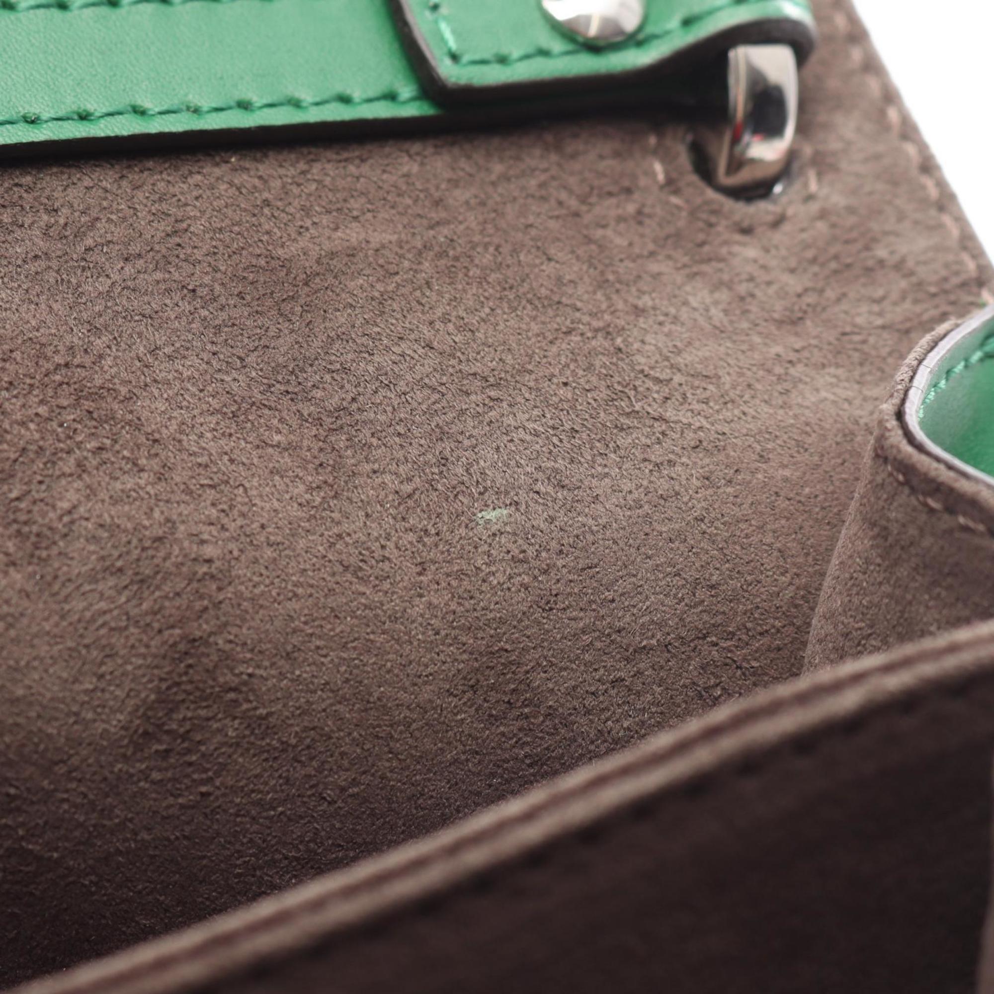 Fendi MINI KAN I shoulder bag, leather, women's, green, 8M0381