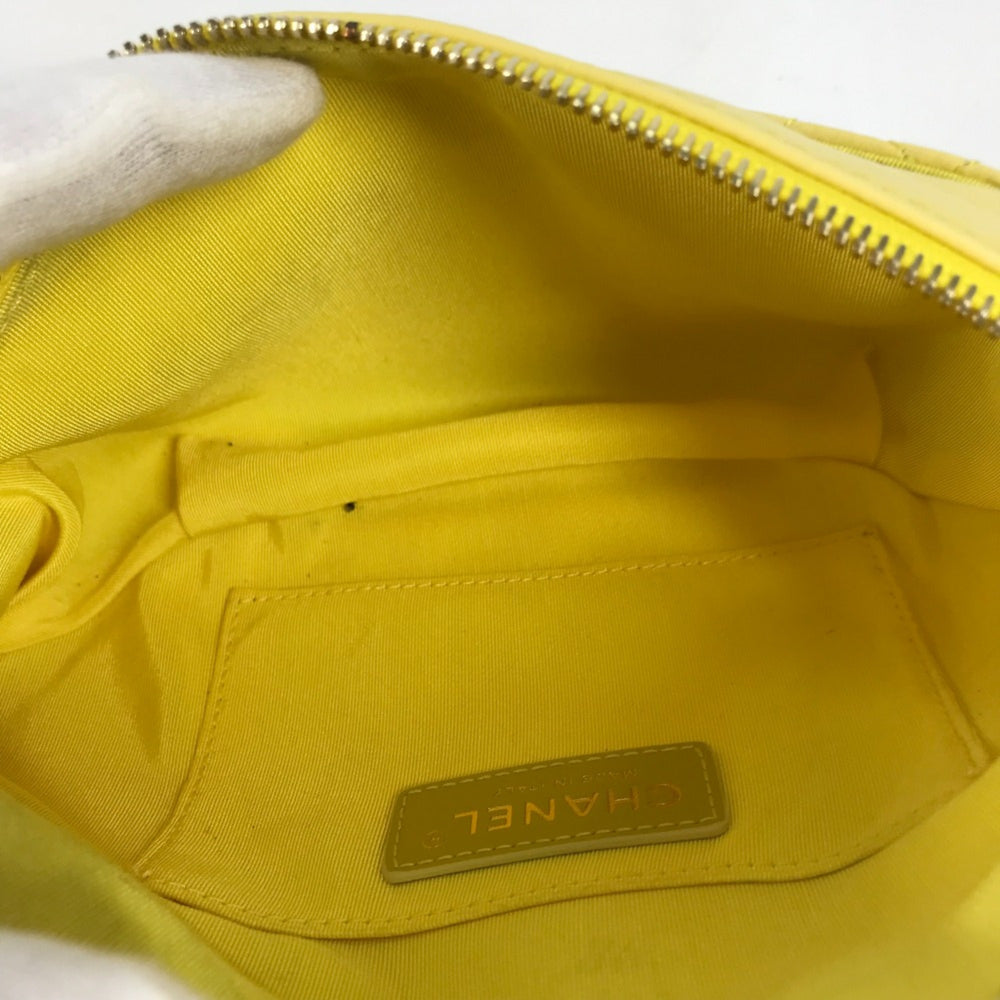 Chanel A57832 Chain Belt Bag Waist Pouch Bag Cross Quilted Matelasse body bag yellow GoldHardware — Like New