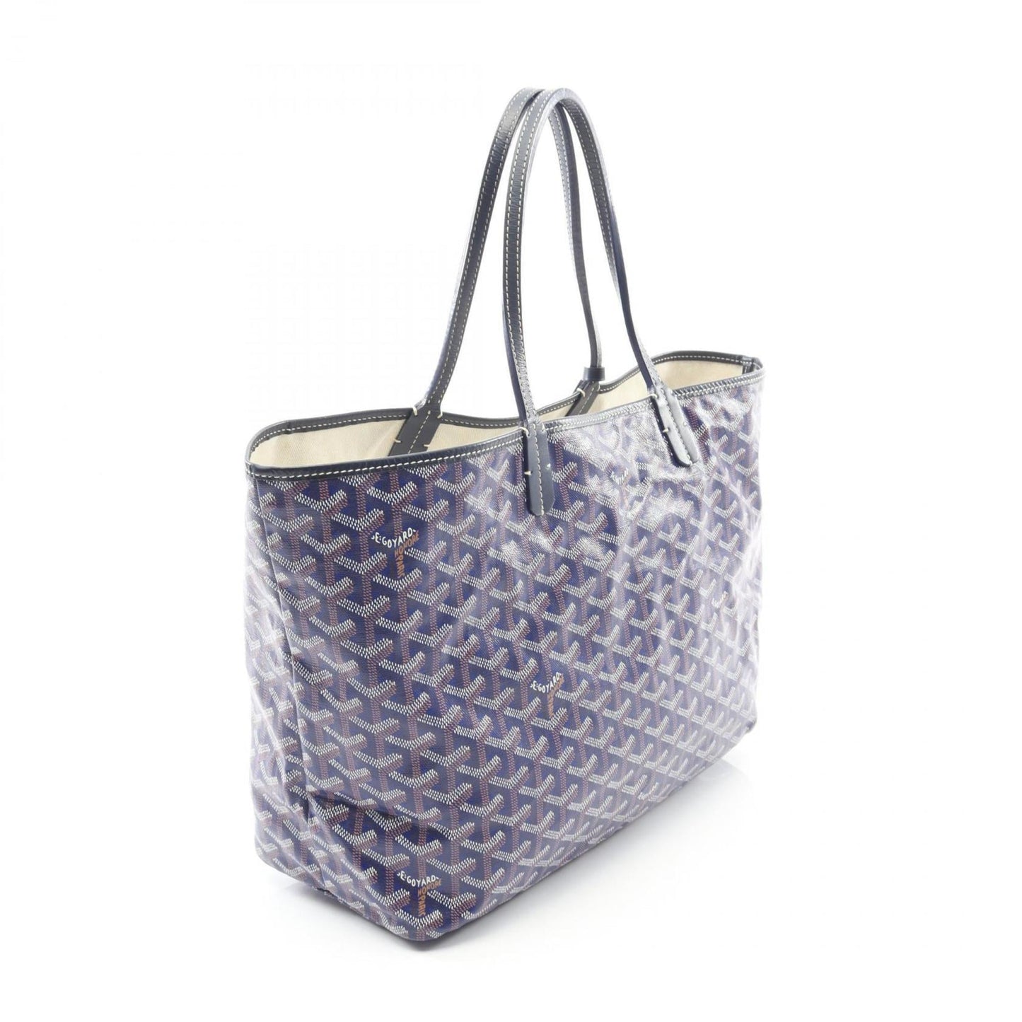 Goyard Saint Louis PM Tote Bag, Coated Canvas and Leather, Women's, Blue, Navy, Multicolor