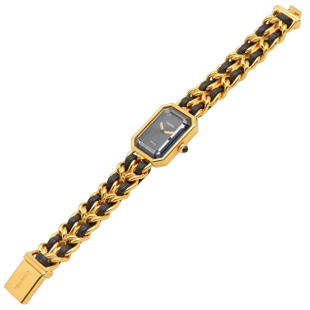 Chanel CHANEL Première M Watch, Gold Plated Leather, Women's, Black, H0001 — Very Good