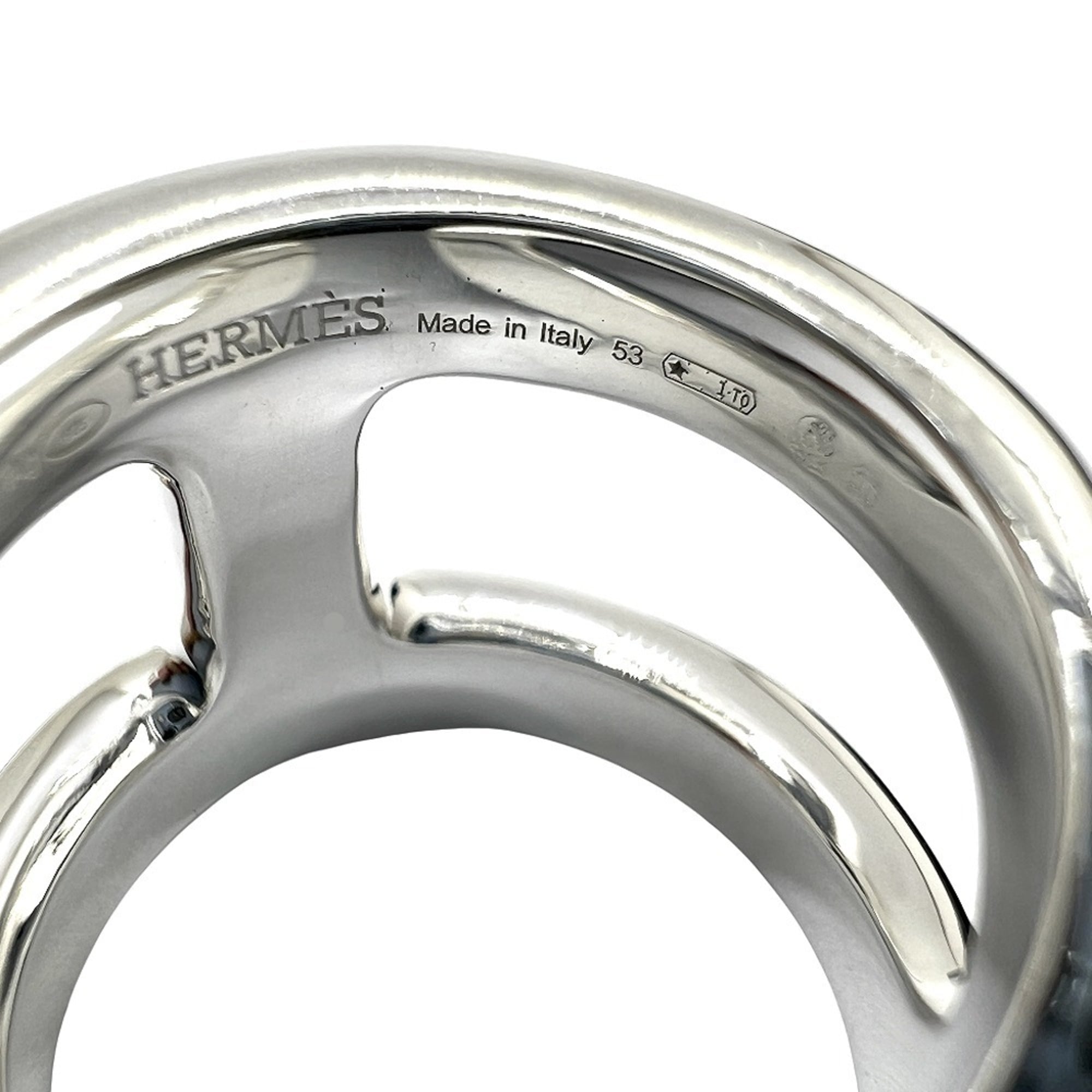 HERMES Osmos Ring, SV925, Size 53, Silver, Men's/Women's — Like New