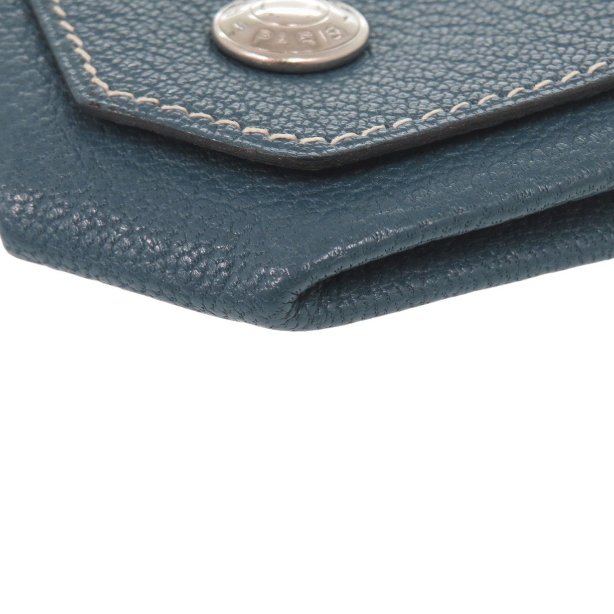 Excellent condition Hermès Le Vingt Quatre Chevre wallet with silver hardware, H stamp (2004), blue, 1208 HERMES