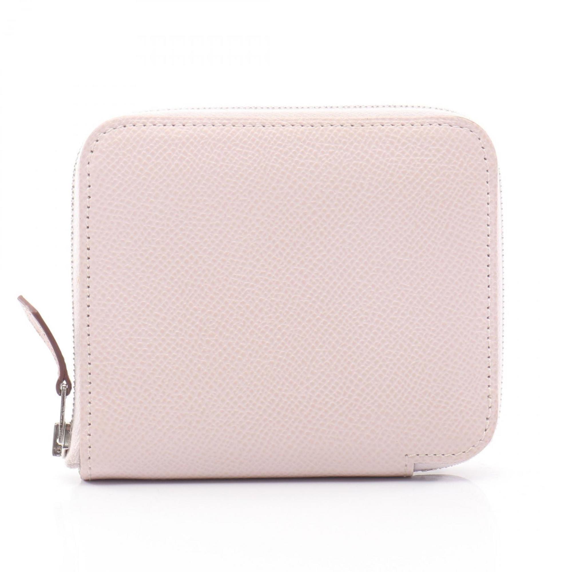 Hermes Hermès Azap Compact Silkin Round Wallet in Calfskin Leather (Cowhide) with Epsom Leather, Pink for Women
