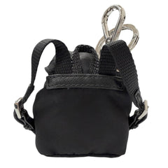 PRADA 2TT205 Triangle Logo Backpack Motif Bag Charm Strap, Black, Made in Italy, Men's, with Box — Like New