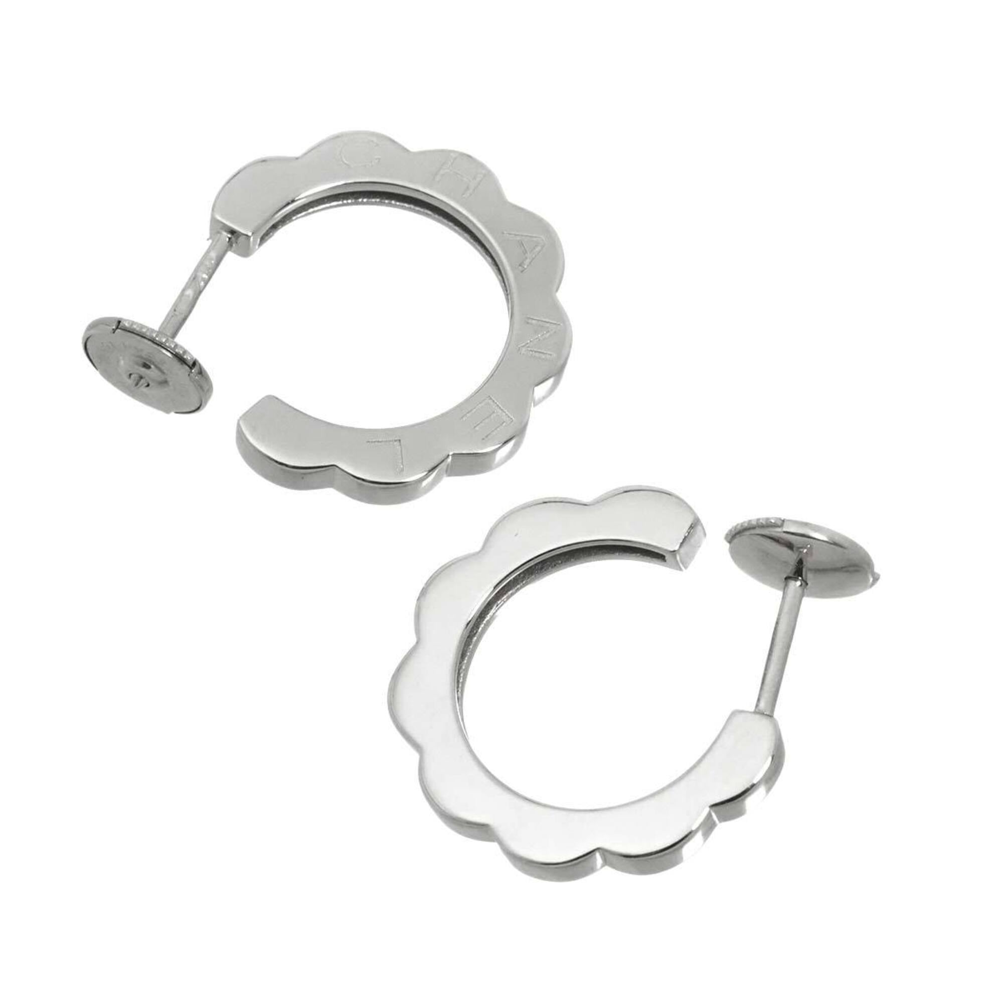 Chanel Profield Camellia Earrings, 18K White Gold (750), Pierced Earrings — Like New