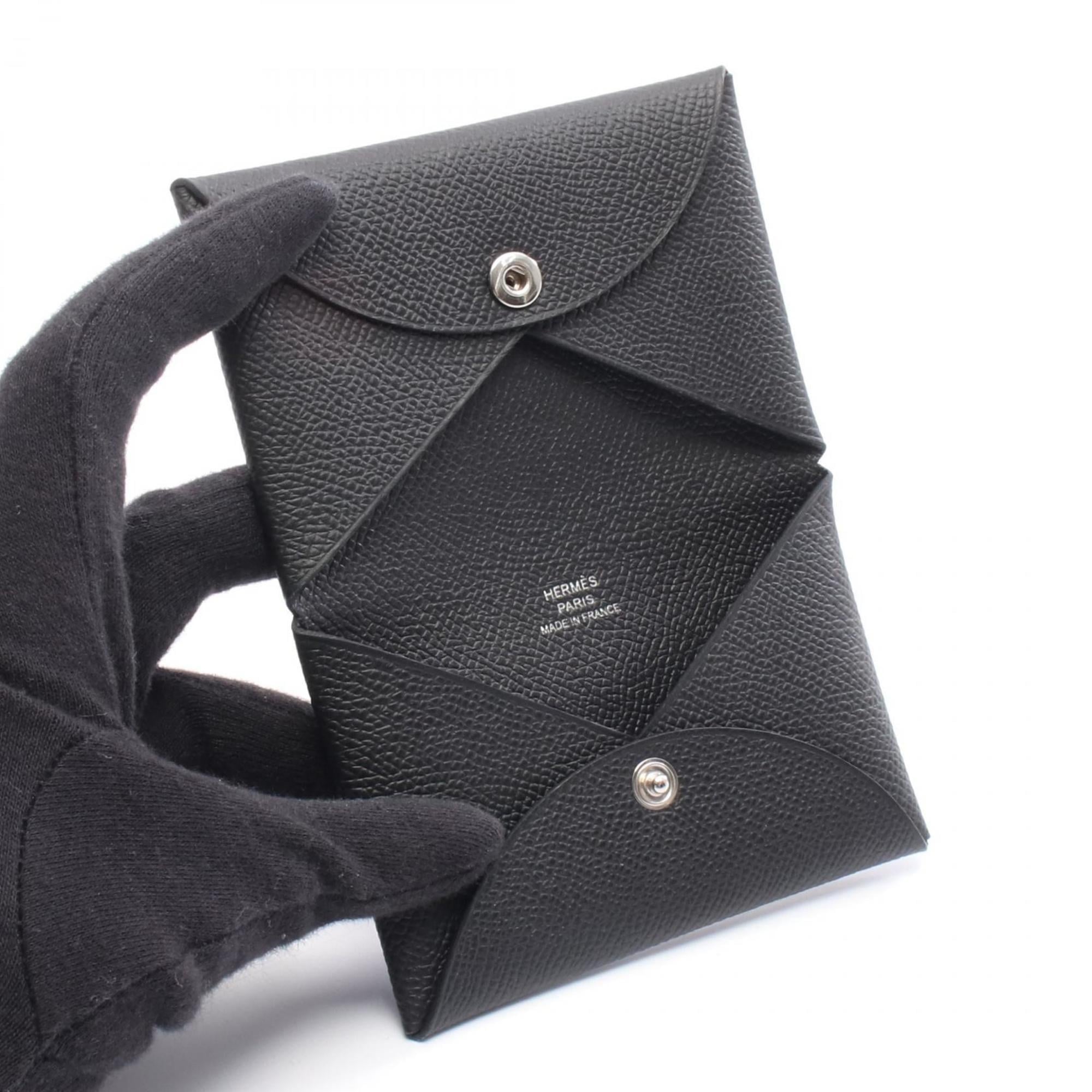 Hermes Hermès Calvi wallet with coin purse, made of calfskin leather (cowhide), Epsom leather, for women, black