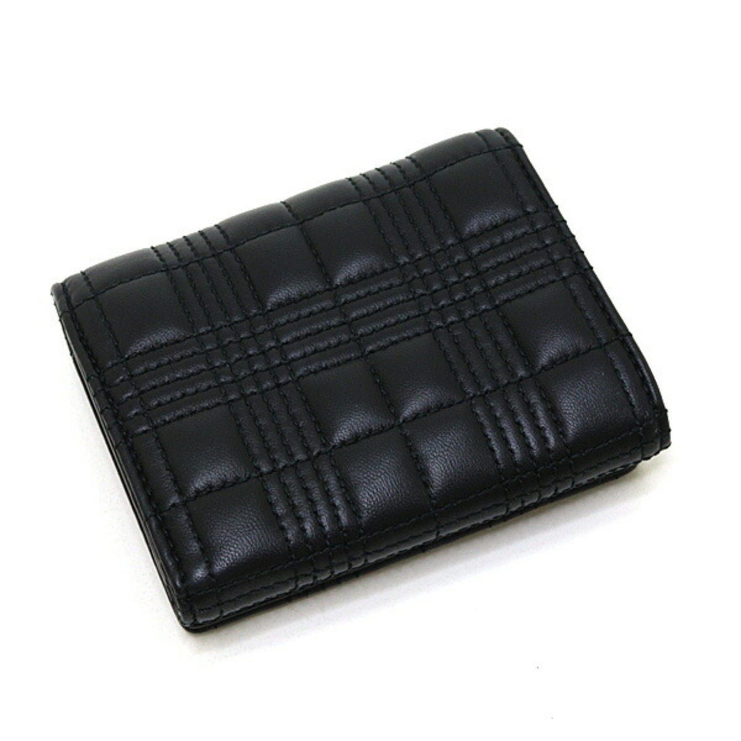 Burberry Tri-fold Wallet 8049280 Compact Black Leather
