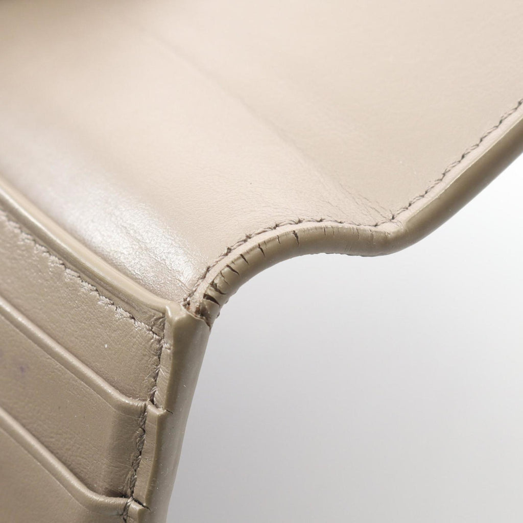 Celine Small Trifold Wallet, Leather, Women's, Beige, 10B573