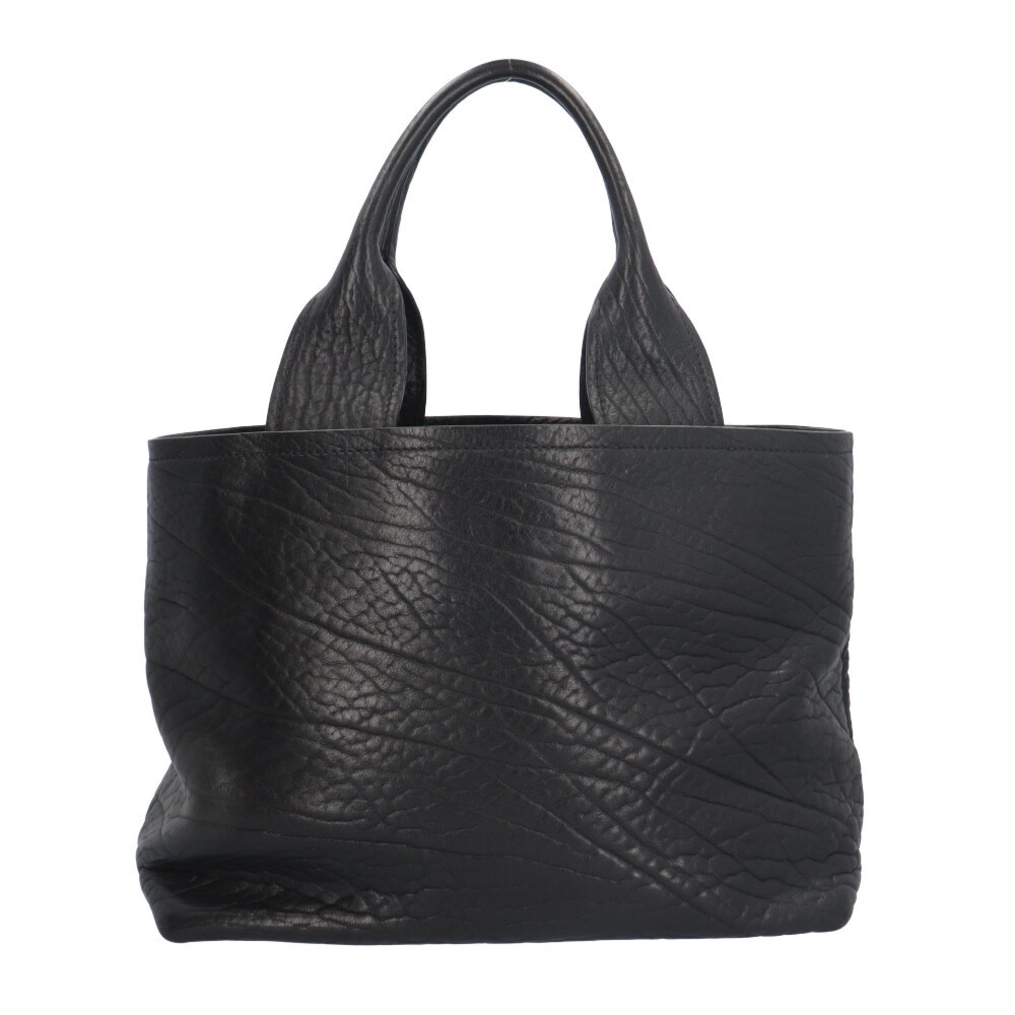 Pre-owned Prada Triangle Logo Tote Bag, Leather 1BG440, Black, Women's