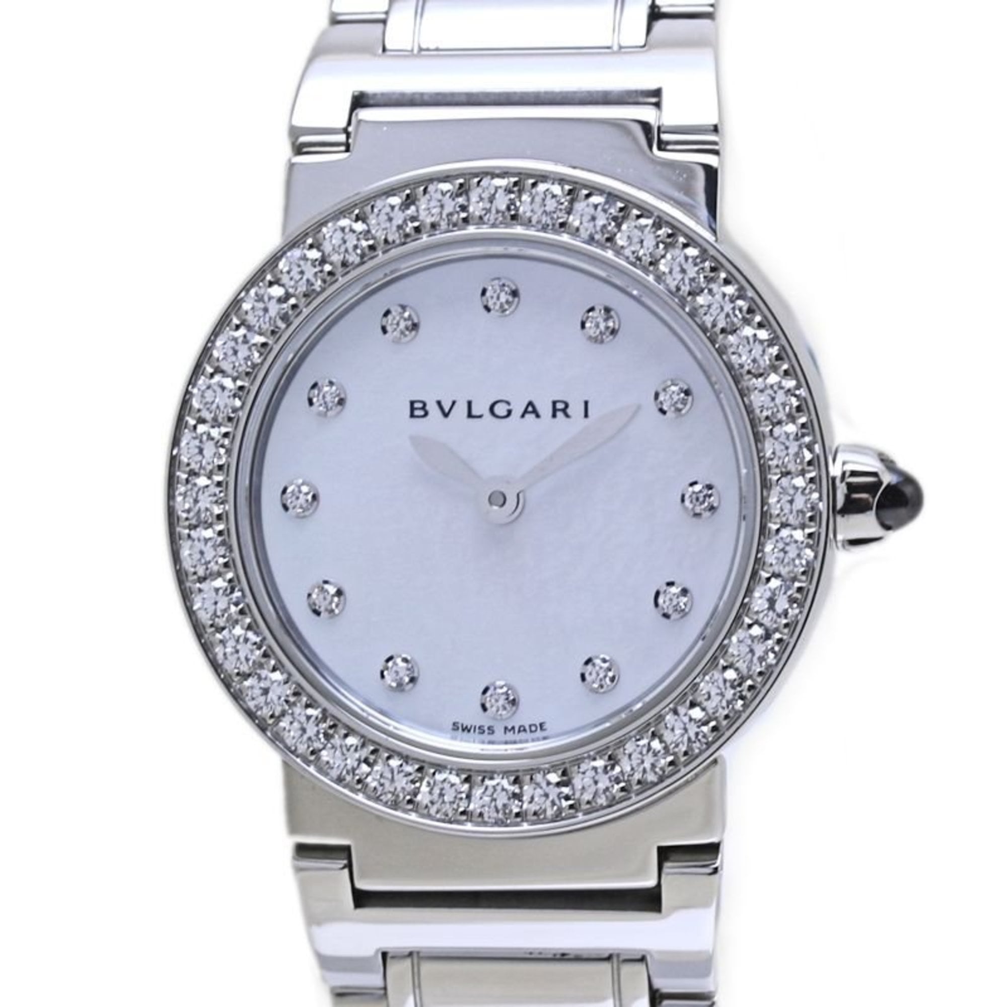 BVLGARI Women's Stainless Steel Watch with 12 Diamond Bezel (BBL26WSDS BBL26S 102374) 40086 — Very Good