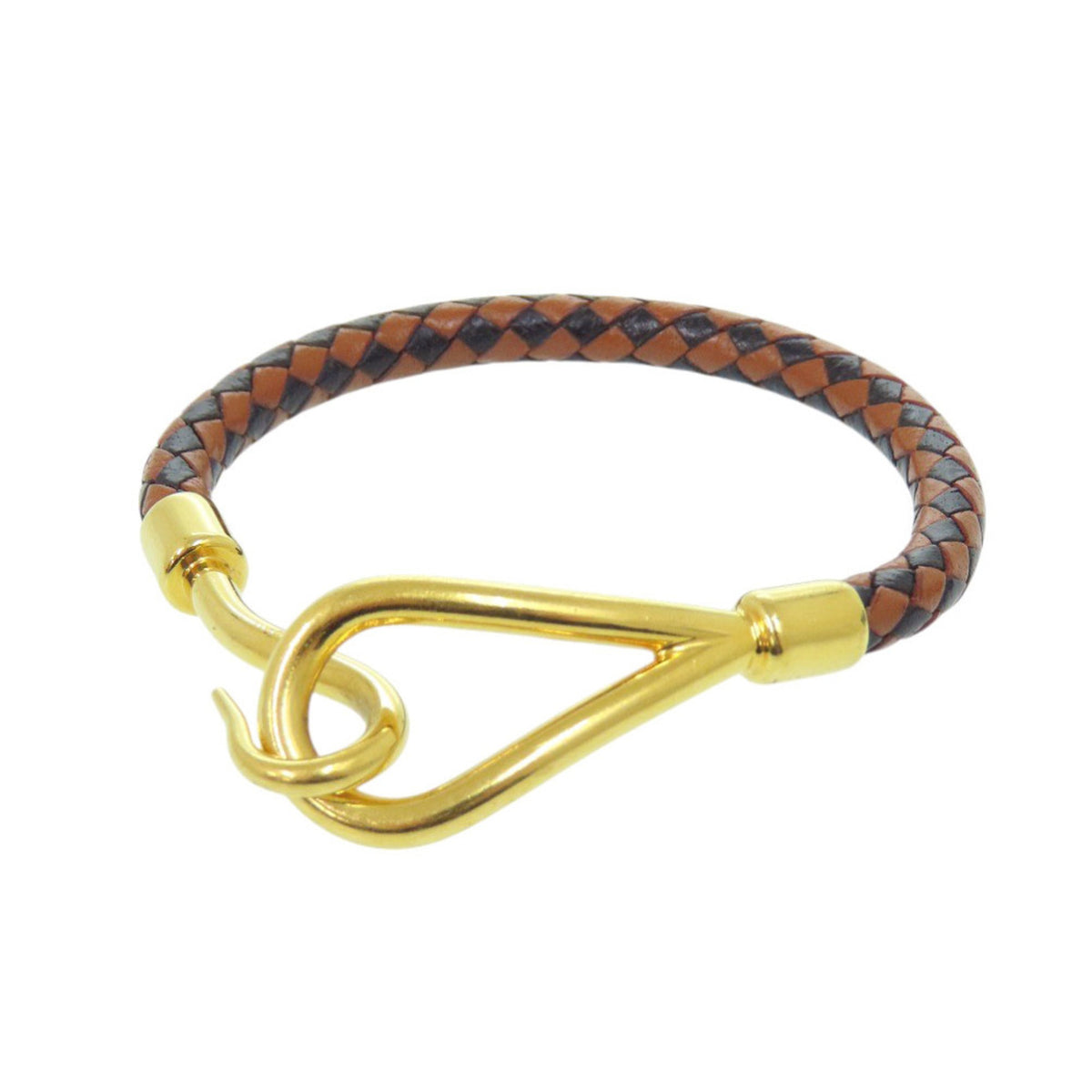 Like New Hermes Jumbo Bracelet Leather Metal Brown Black 1599HERMES — Like New