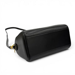 CELINE 11377 Smooth Calfskin Cuir Triomphe Small Boston 2-Way Bag Shoulder Black Made in Italy Women's with Dust — Like New