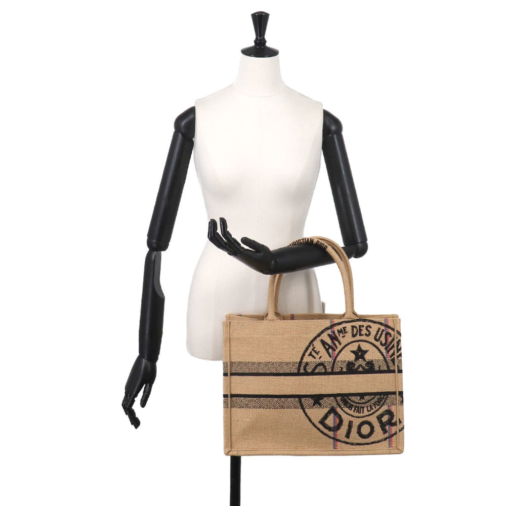 Christian Dior Book Tote Medium, Union Motif Handbag, Jute Canvas, Beige, M1296ZRUW — Like New