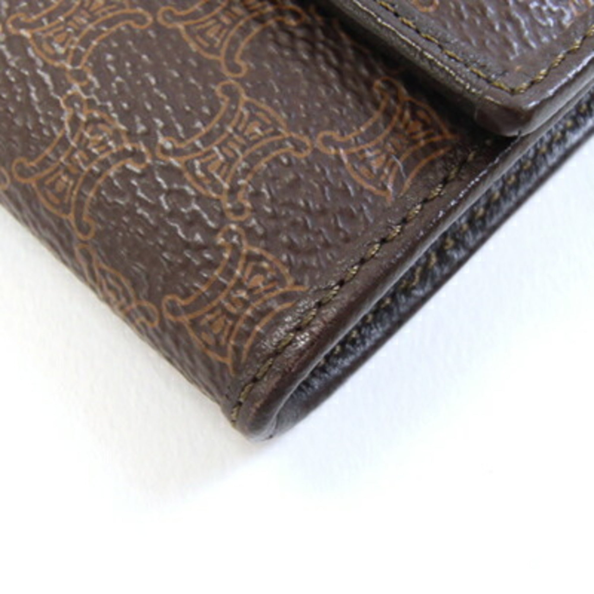 Celine Bi-fold Long Wallet Macadam Dark Brown PVC Leather Women's CELINE