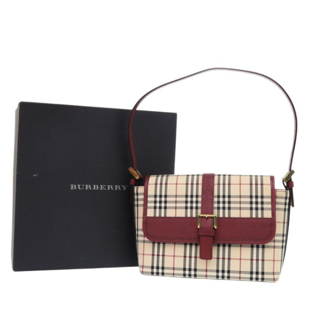 Burberry Nova Check Bag Canvas/Leather Beige Handbag 0406BURBERRY — Like New