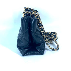 CHANEL AS3502 Chain Bag Quilted Matelasse Small Shopping CC Coco Mark Shoulder Lambskin Women's Black — Like New
