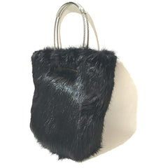 Balenciaga cable bag fur tote Hand Bag Black — Like New