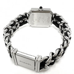 Chanel Ladies' Premiere L Watch, Battery-Powered, Black Dial, Stainless Steel Quartz Movement, Silver/Black Strap — Good