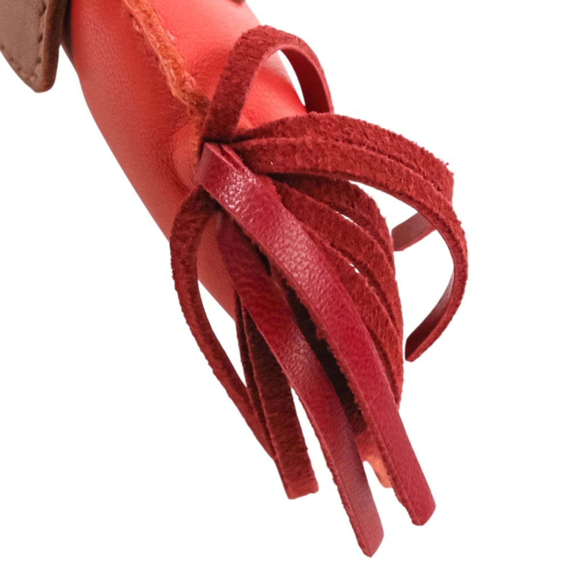 HERMES Rodeo MM Leather Accessory Bag Charm, Agneau Milo Pink Red, Women's — Like New