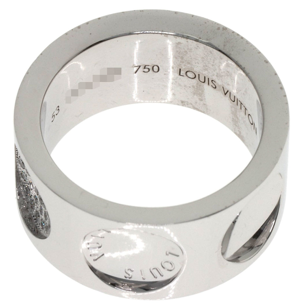 Louis Vuitton Grand Bague Empreinte Diamond Ring #53, 18K White Gold, Women's — Like New