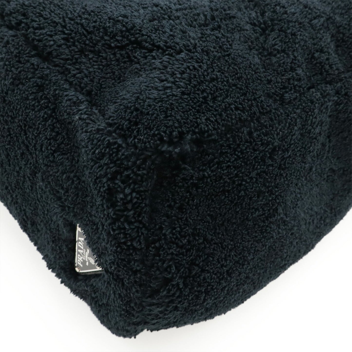 PRADA SPUGNA Terry Tote/Shoulder Bag, Triangle Fabric, NERO, Black, 1BG130