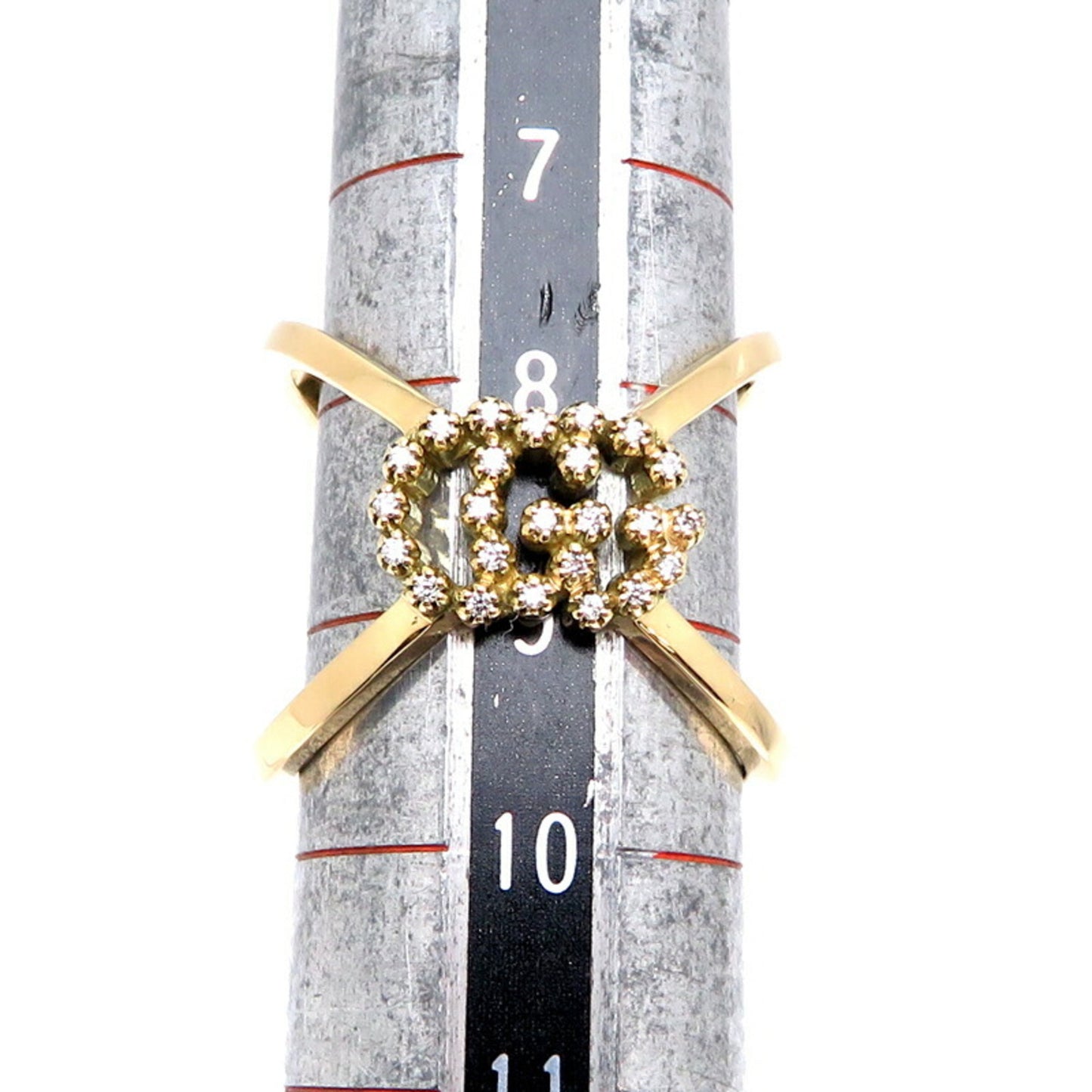 Gucci GG Running Diamond Women's Ring, 750 Yellow Gold, Size 9