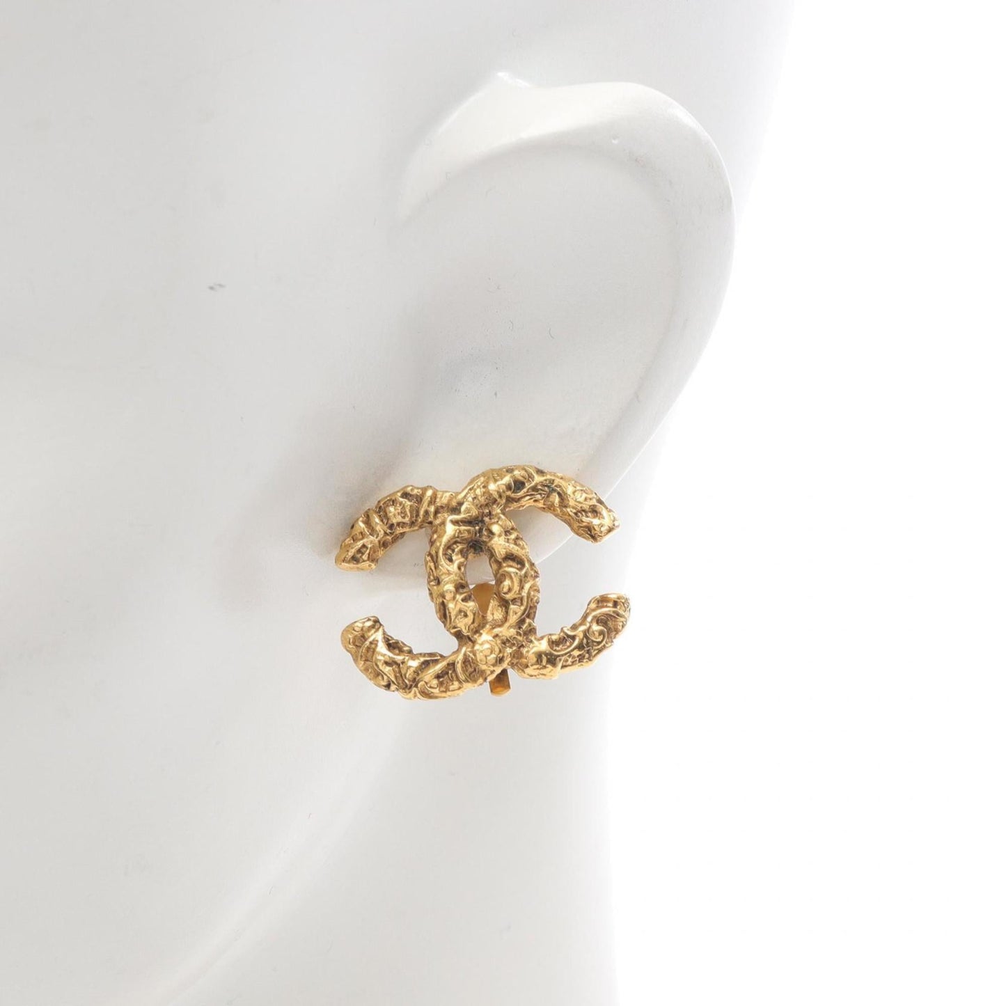 CHANEL Coco Mark Earrings, Gold Plated, Women's