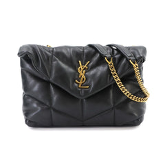 Saint Laurent Puffer Toy Chain Shoulder Handbag, Leather, Black, 759337, Gold Hardware — Like New