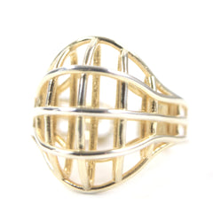 BOTTEGA VENETA 707858 3D Wire Ring, AG925 Gold, Size 13, Includes Box and Dust Bag, Weight 6.58g, Men's — Like New