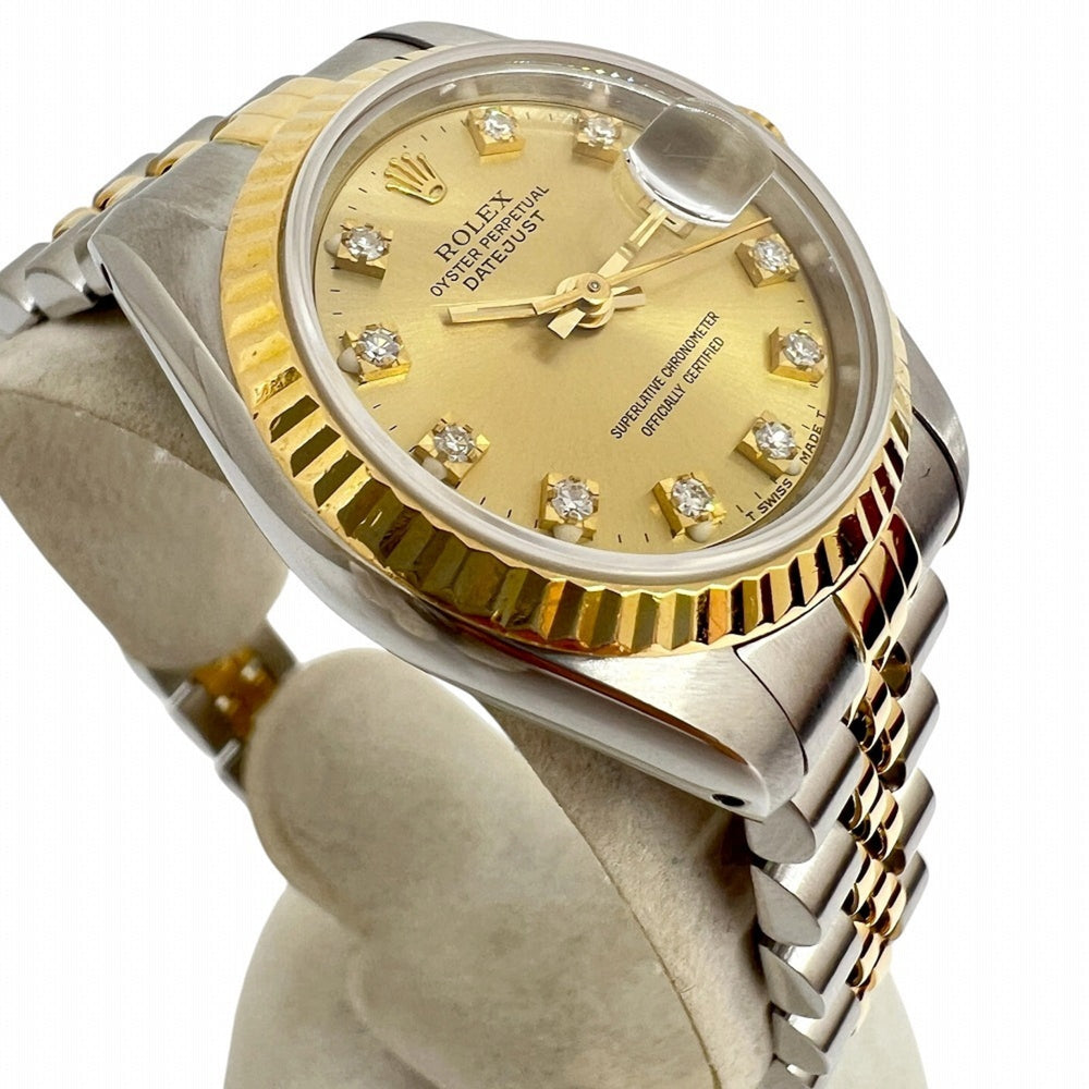 ROLEX Datejust 10P Diamond Stainless Steel 18K Yellow Gold Dial 69173G L-serial Two-tone Automatic Women's Watch — Very Good