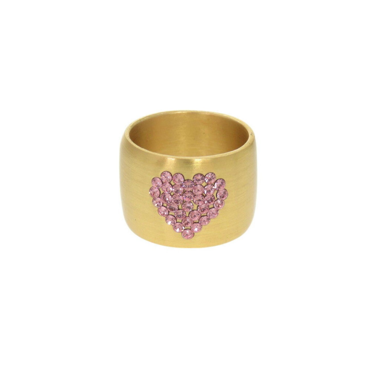 Chanel Coco Mark Heart Metal Size 14 Gold Pink Ring 1179CHANEL