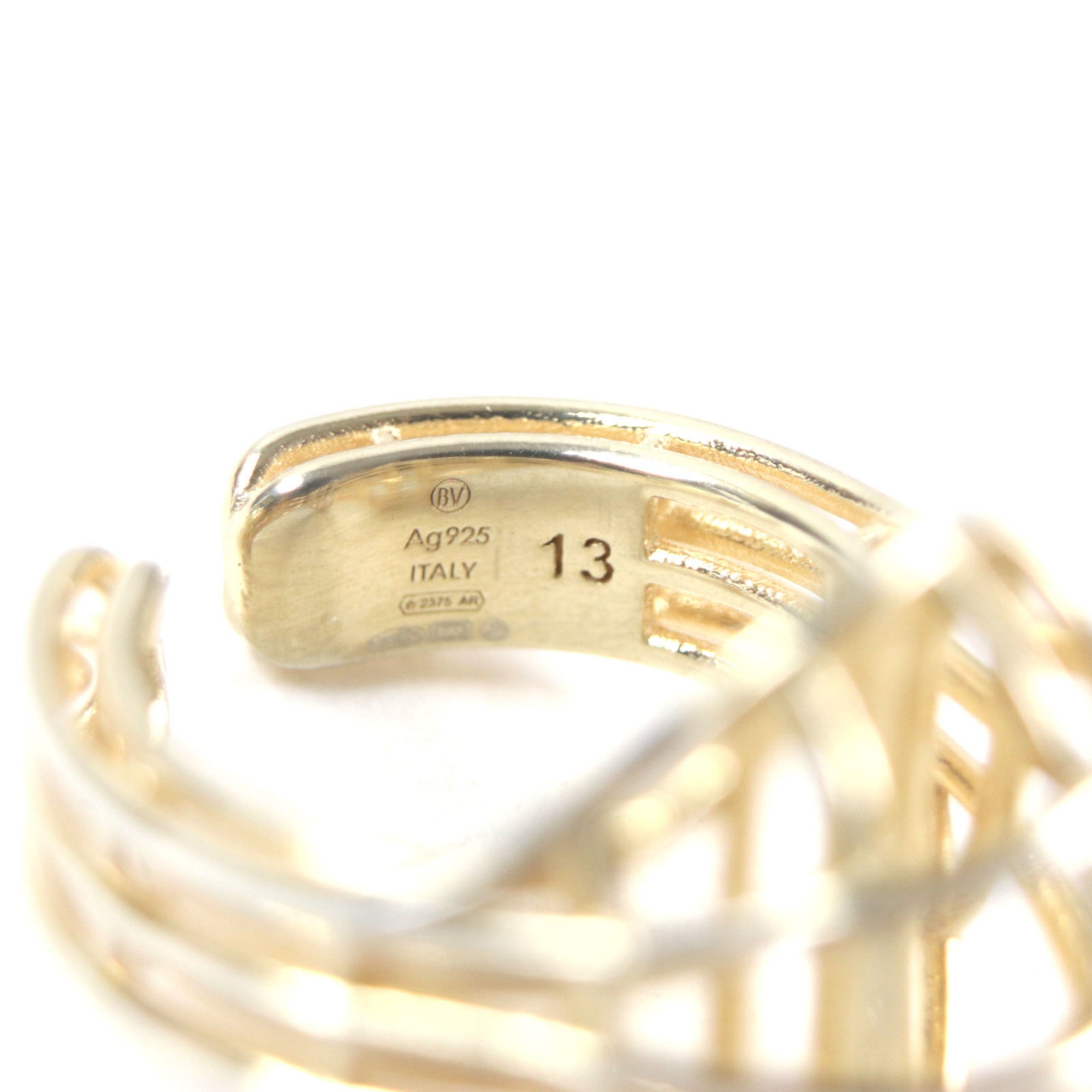 BOTTEGA VENETA 707858 3D Wire Ring, AG925 Gold, Size 13, Includes Box and Dust Bag, Weight 6.58g, Men's — Like New