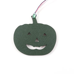 HERMES Petit H Charm, Blue Green Togo Leather, Pumpkin Pattern, Made in France, Women's Bag Charm — Like New