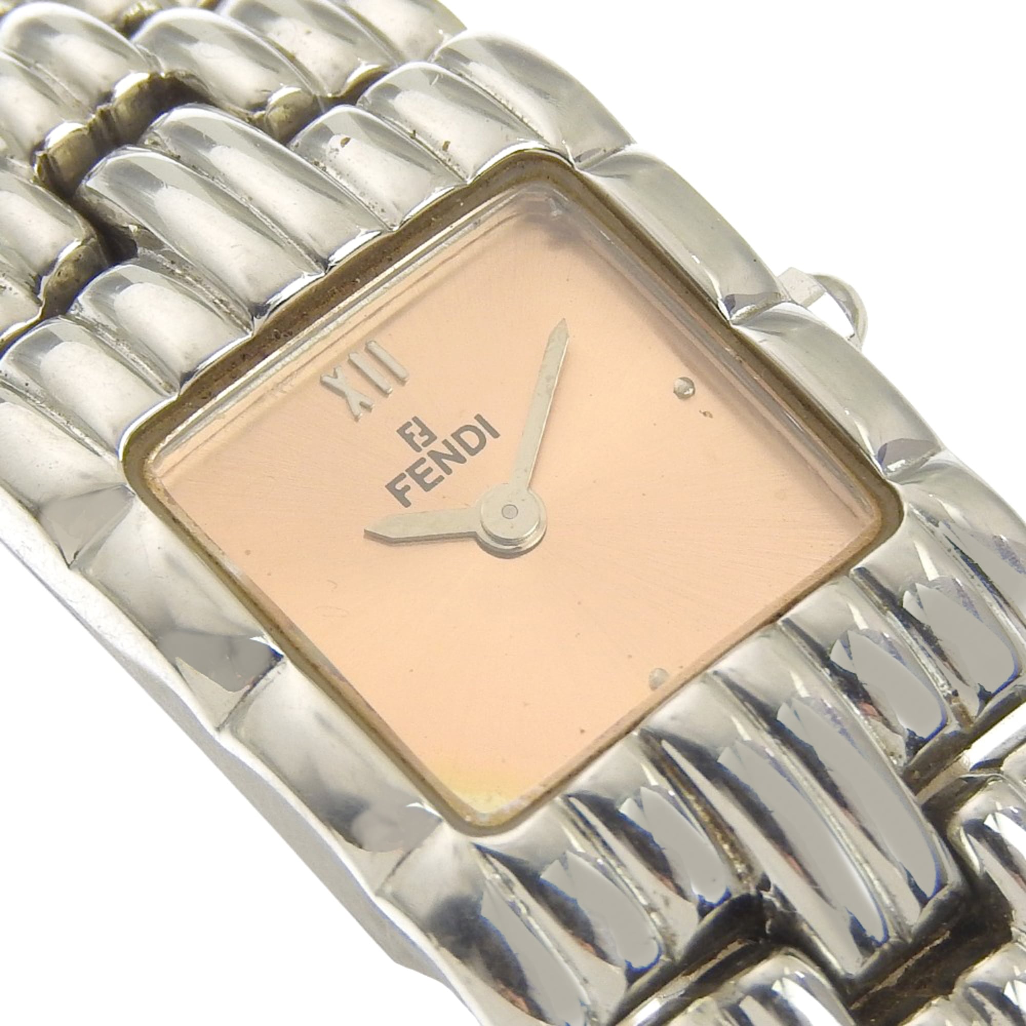 Fendi Olologi Women's Watch, 680L Stainless Steel, Quartz Movement, Analog Display, Pink Gold Dial — Good