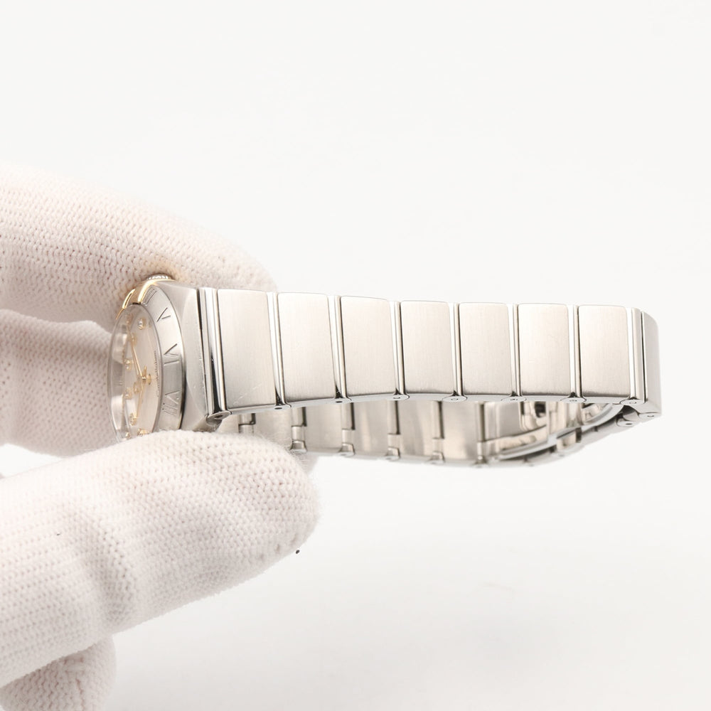 Omega Constellation 12-Diamond Watch, 18K Yellow Gold Stainless Steel, Diamond, Ladies', White/White Mother-of-Pearl, 123.20.24.60.55.006 — Very Good