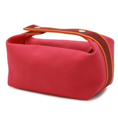 HERMES Bride à Black PM Bus Pouch Handbag Canvas Hibiscus Pink H104222M — New - Store Return
