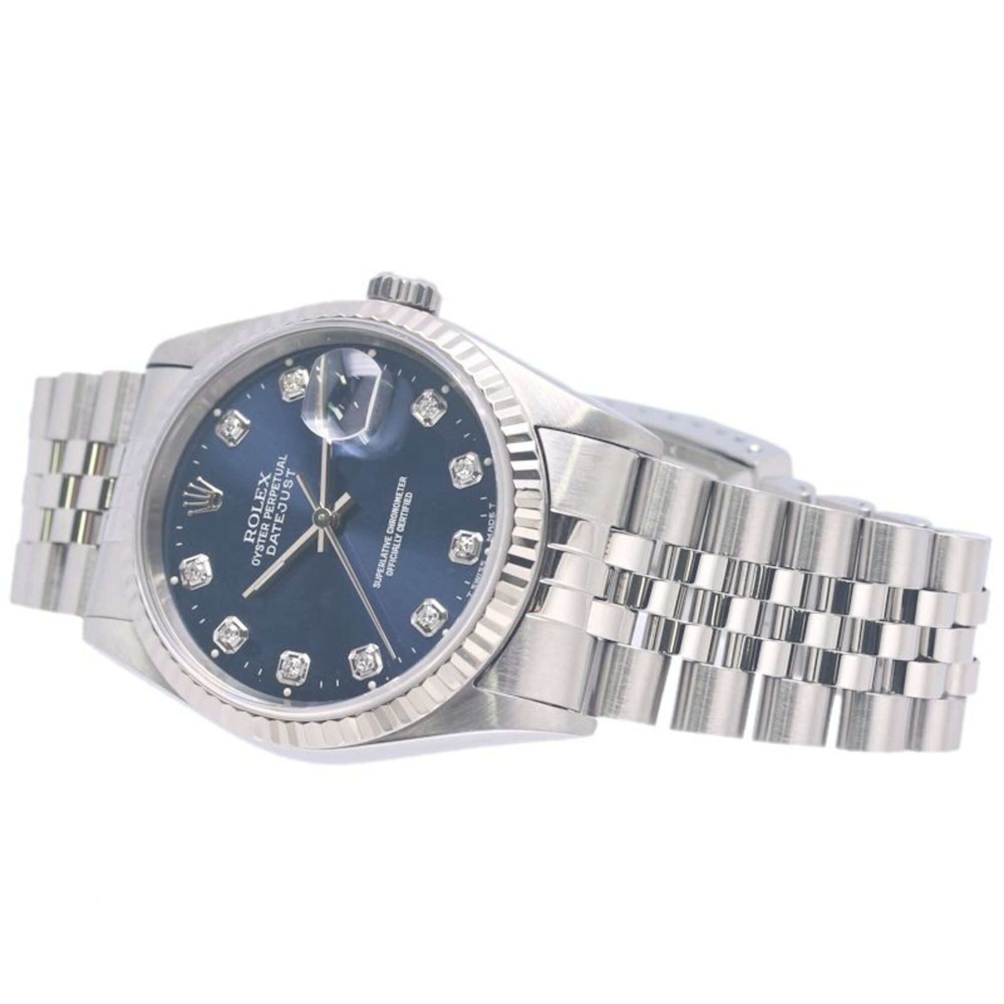 ROLEX Datejust 10P Diamond 16234G Men's Watch 18K White Gold x Stainless Steel 40300 — Good
